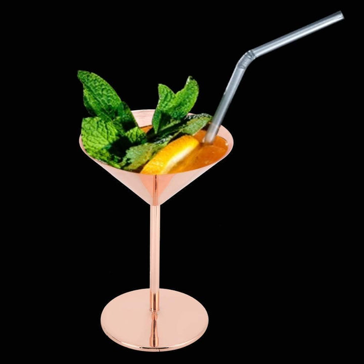 Beufee 2 Stück Metall-Martini-Gläser, Edelstahl-Martini-Gläser, Cocktailgläser, Roségold, Martini-Ke