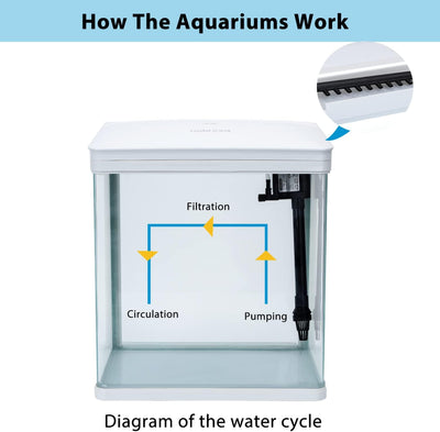 Nobleza - 7L Mini Aquarium Komplettset, Nano Aquarium Stabiles Einsteigerbecken mit LED-Beleuchtung