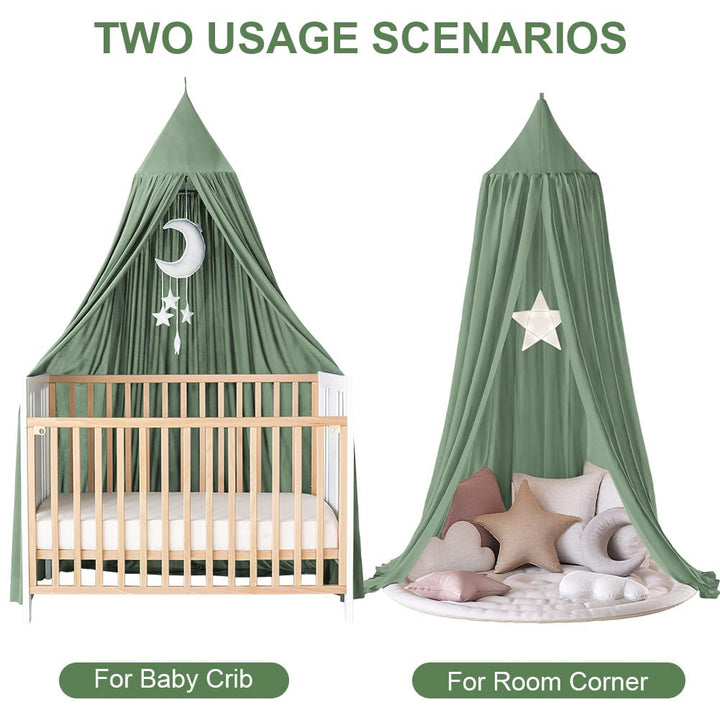 Betthimmel Babybett, 245x270 cm, Baumwolle, Romantisch, Grün, Grün