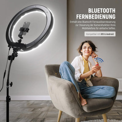 Neewer Ringleuchte Licht Set: 18 Zoll / 48 Zentimeter Aussen 55W 5500K dimmbare LED-Ringlicht Lampen