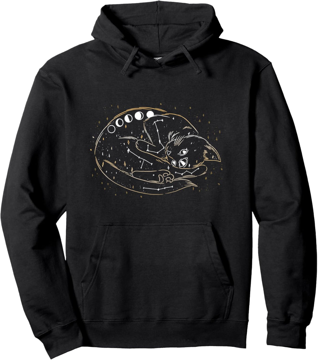 Tolles Katzen-Design mit einer handgezeichneten Galaxie-Katze. Pullover Hoodie