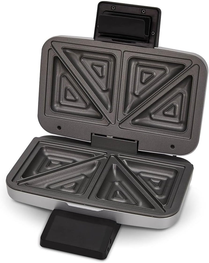 Cloer 6259 Sandwichmaker, 900 W für 2 diagonal geteilte Toasts, American Toasts, XXL Füllungen Silbe