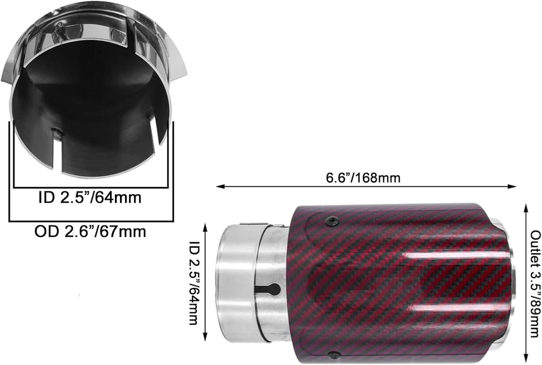 Krtopo 63mm Auspuffspitzen Auspuff Edelstahl und Glänzende Kohlefaser Auto Auspuff Endrohr, Einlass