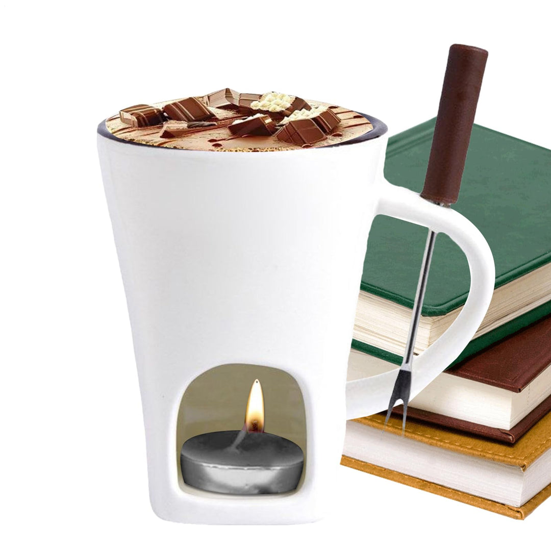 Fondue Becher,Hitzebeständig Und Aus Keramik Mit Gabel Und Kerze | Desserts Keramik Fondue-Set - Für