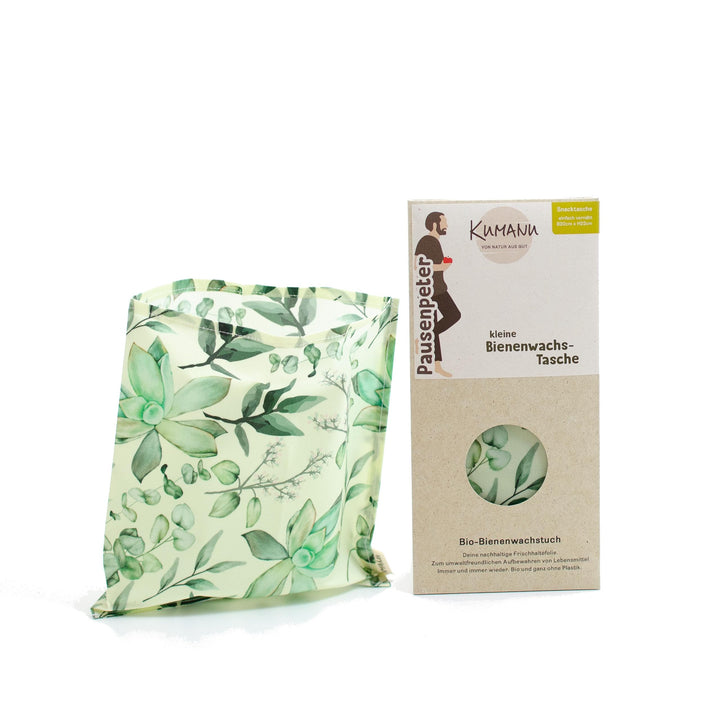 Kumanu | Bio-Bienenwachstuch - Snacktasche PAUSENPETER | Bienenwachstasche B20 x H22cm | plastikfrei