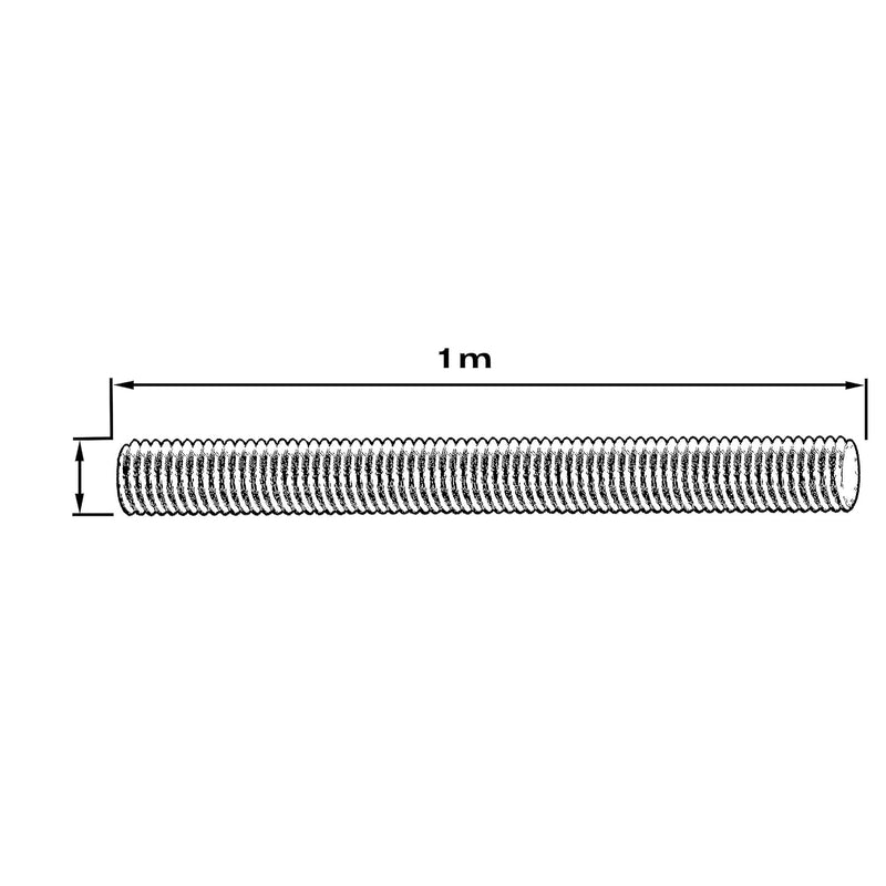 Gewindestange M24 x 1000 mm, Festigkeitsklasse 8,8 aus Stahl, Gewindestangen, Gewindestab, DIN 976,