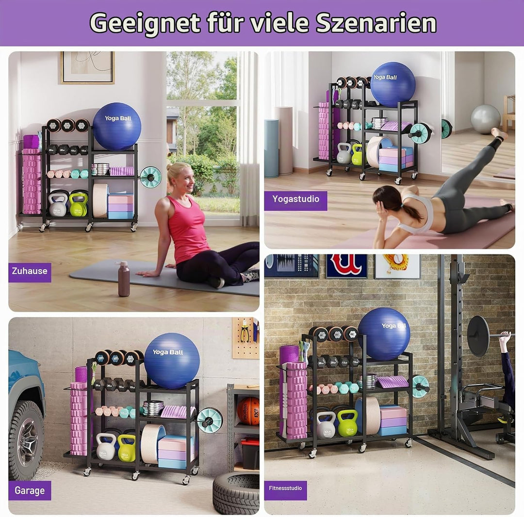7-Stufiger Hantelständer, Multifunktionale Hantelablage, Home Gym Aufbewahrung für Hanteln, Kettlebe