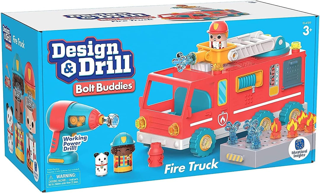 Learning Resources Design & Drill Schrauberkumpel-Feuerwehrauto, Konstruktionsspielzeug für die Fein