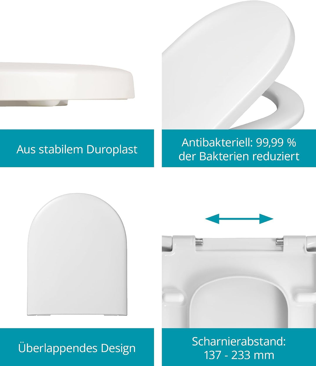 Calmwaters® Antibakterieller WC Sitz mit Absenkautomatik für Villeroy &amp; Boch Subway | Artic | Archit