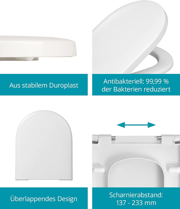 Calmwaters® Antibakterieller WC Sitz mit Absenkautomatik für Villeroy &amp; Boch Subway | Artic | Archit