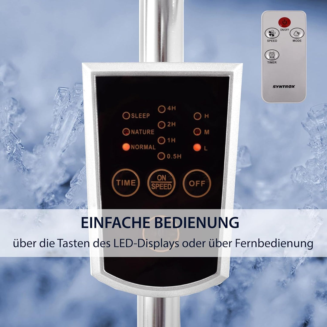 Syntrox Edelstahl Ventilator Plinkad | Standventilator | Bodenventilator | Lüfter, Leis, mit Zeitsch