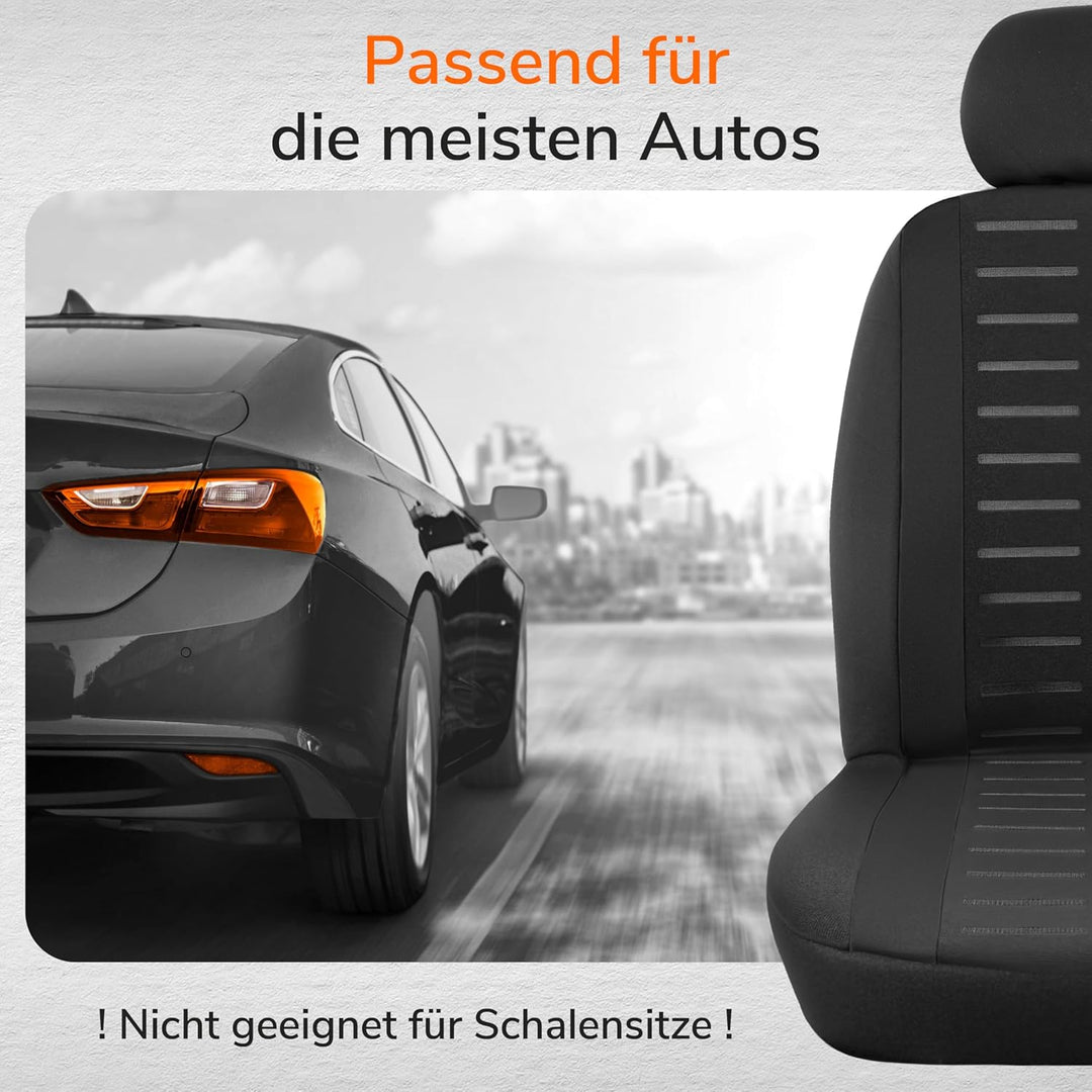 Upgrade4cars Autositzbezüge Set für die Vordersitze Version 2026 | Auto-Schonbezüge Universal in Sch