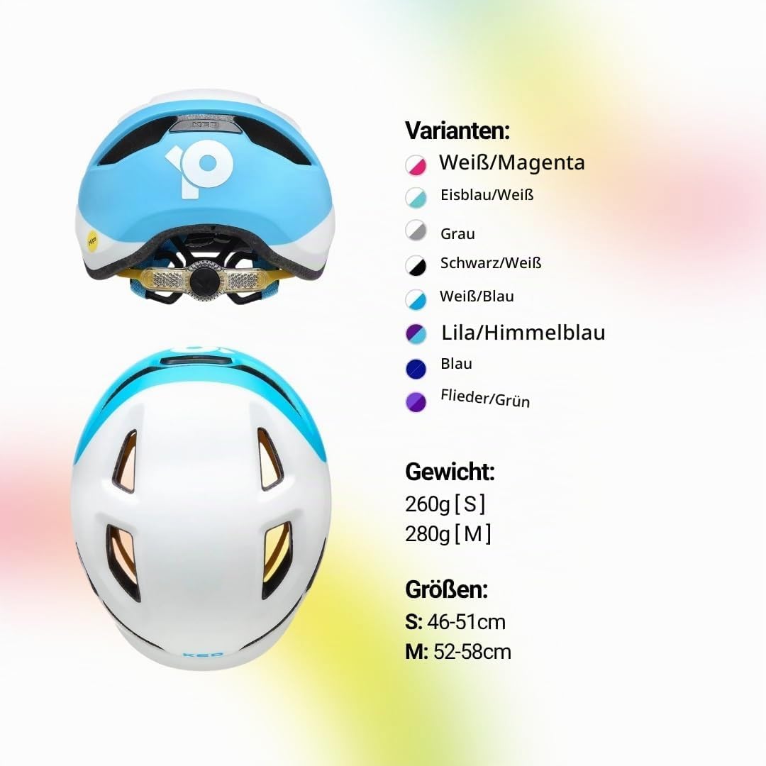 KED Pop MIPS Kinder Fahrrad Helm weiss/blau 2023 M (52-56cm), M (52-56cm)