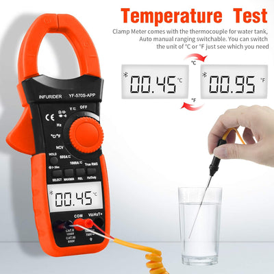 Digital Clamp Meter,INFURIDER YF-570S-APP Bluetooth Clamp Multimeter Zangenmessgerät mit 6000 Counts