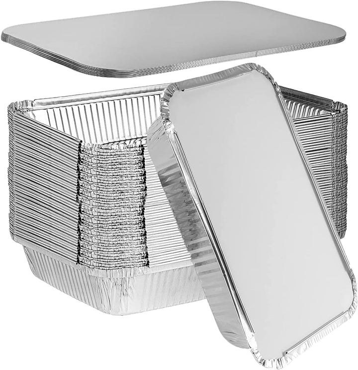 Xinfuquan Alu grillschalen Grossformat,Aluschalen mit deckel,Grill Aluschalen 20Stück-2200ml/Einweg