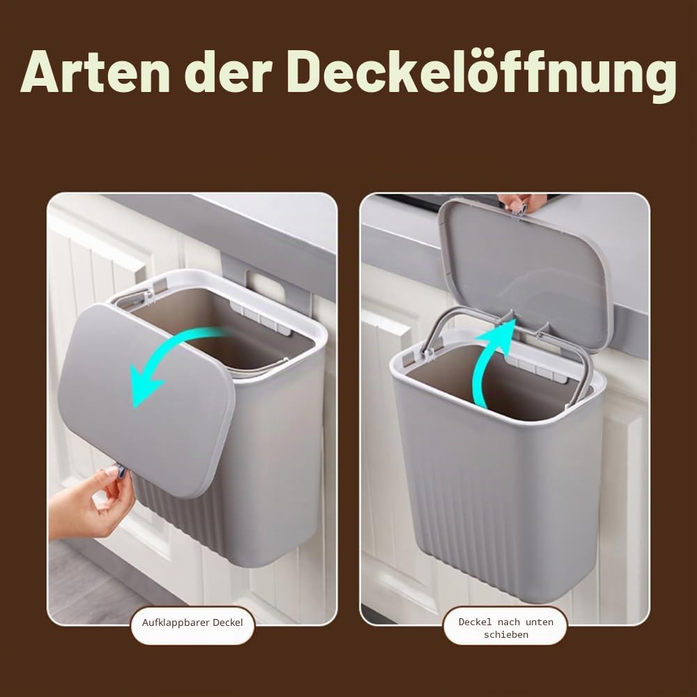 9L Mülleimer Hängend mit Deckel,Camping Mülleimer,Wandmontage Biomülleimer Küche,Kunststoff Geruchsd
