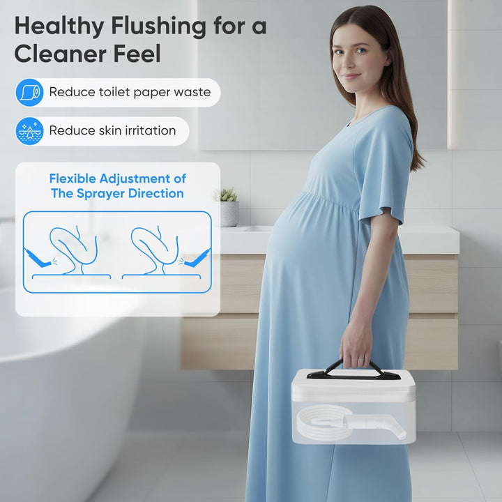 Elektrisches Reise Bidet 2.3L, Electric Bidet Mobiles Portable Bidet mit 1.2M Schlauch, Tragbar für