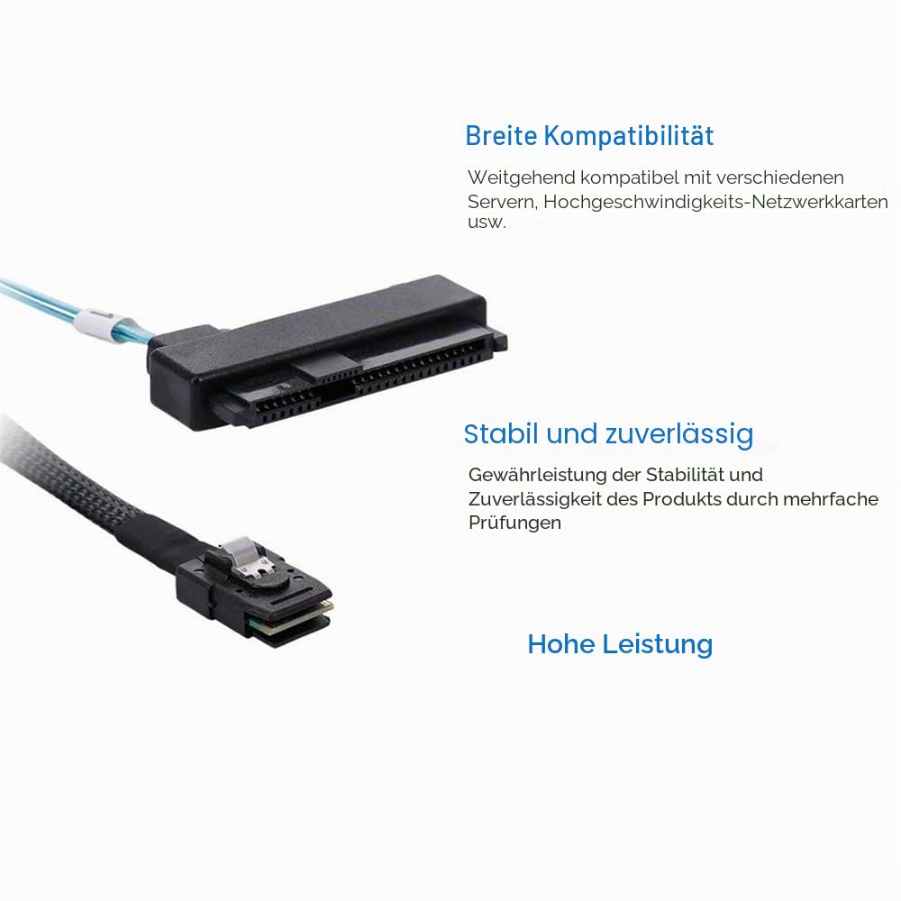 xiwai Interner 36-Pin-Mini-SAS-SFF-8087-Host auf 4 SFF-8482-Ziel-SAS-Festplatte und SATA-Stromkabel