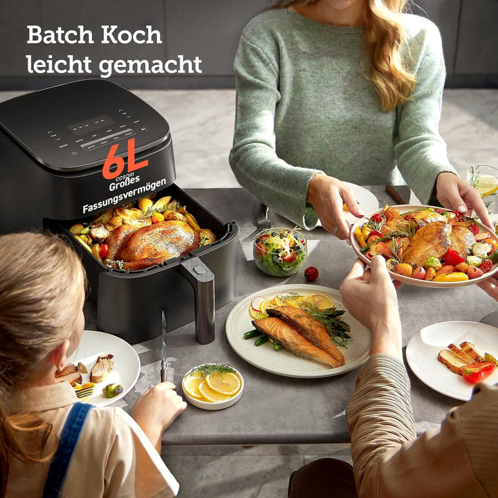 COSORI Heissluftfritteuse mit einstellbaren Fanstufen, Turbo Blaze™, 6L(1.4kg) Airfryer, 30-230℃, Jo