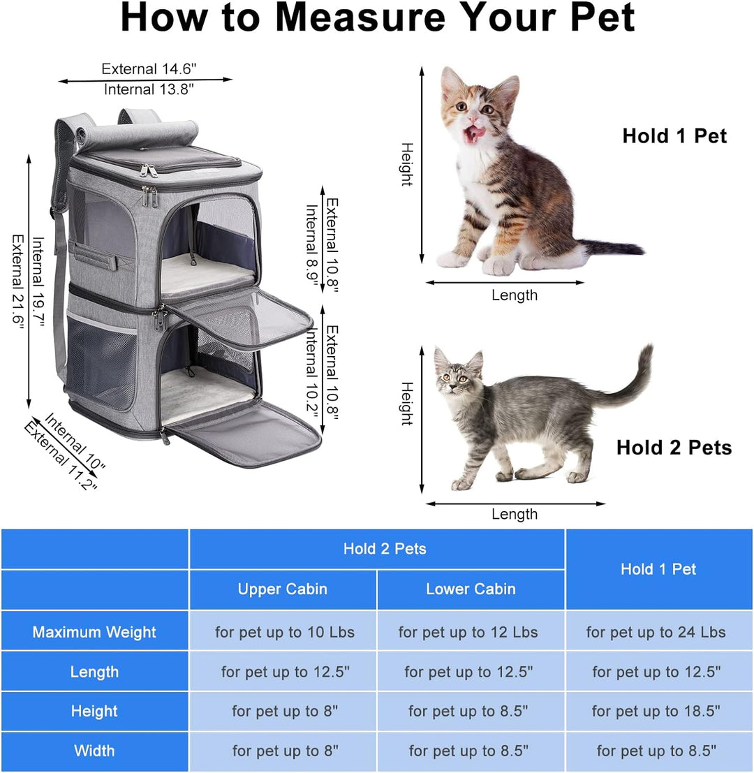 VOISTINO 2-in-1 Doppel-Tragetasche für kleine Katzen und Hunde, tragbare Haustier-Reisetasche, super