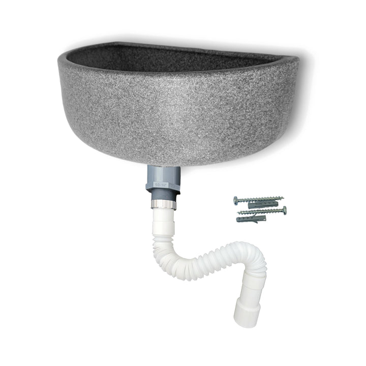 Varile Premium-Set Waschbecken Granit aus Kunststoff für Garten & Keller inkl. Abflusssieb-Haarsieb