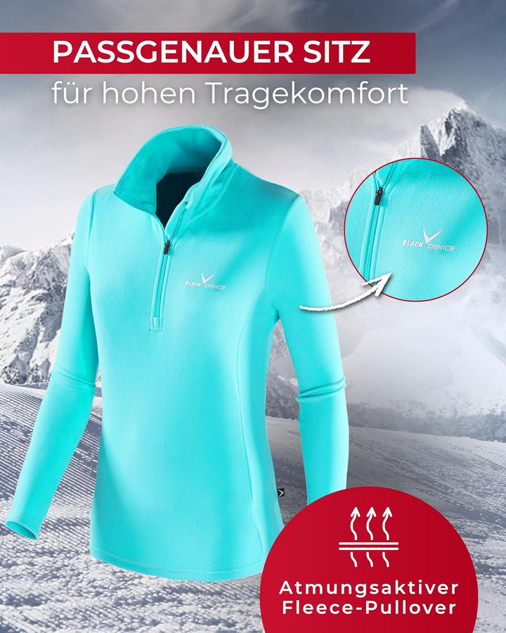 Black Crevice Damen Fleece-Skirolli I Ski-Pullover für Damen Grössen I Damen-Funktionsshirt I Damen