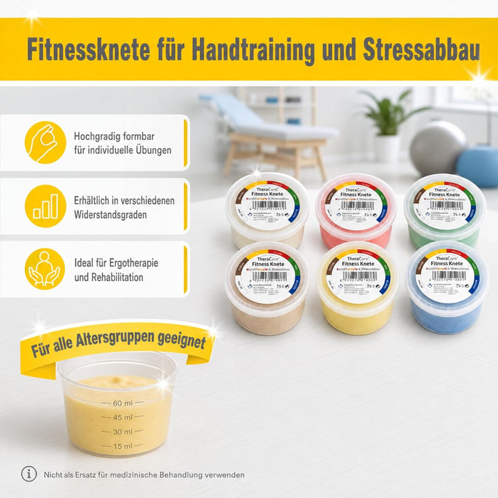 Therapieknete 85g, Putty für Handtraining, Therapie Knetmasse Knete 450g weiss, super weich, 450g we