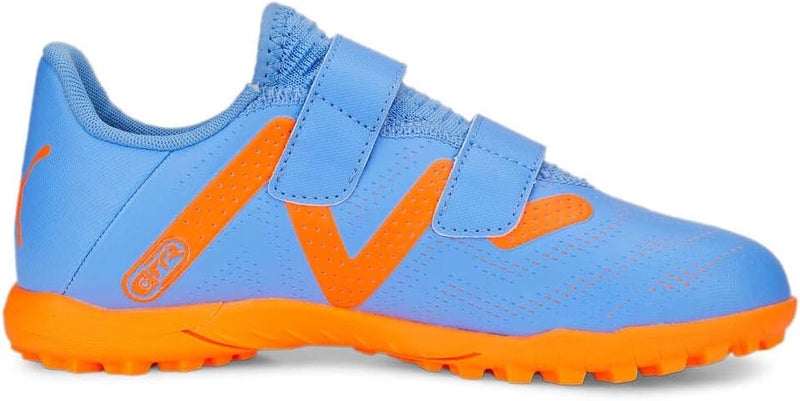 PUMA Unisex Future Play Tt V Jr Fussballschuh 38.5 EU Blue Glimmer Puma White Ultra Orange, 38.5 EU