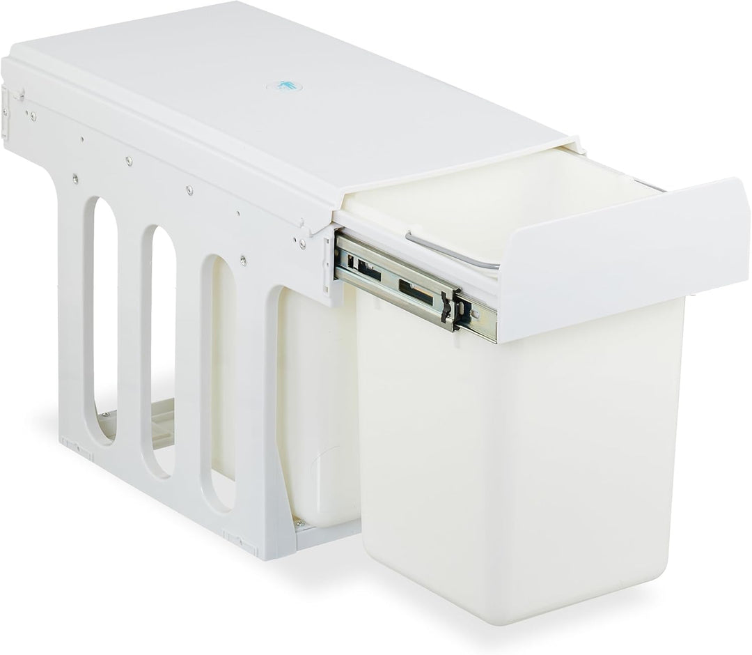 Relaxdays Einbaumülleimer, 2 Fächer, 2 x 8l, HBT: 35,5 x 25 x 47 cm, ausziehbar, Mülltrennsystem für