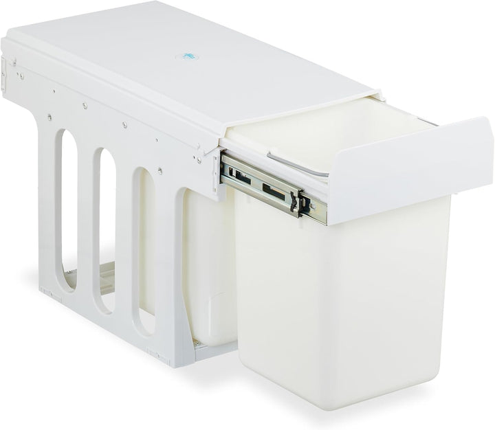Relaxdays Einbaumülleimer, 2 Fächer, 2 x 8l, HBT: 35,5 x 25 x 47 cm, ausziehbar, Mülltrennsystem für