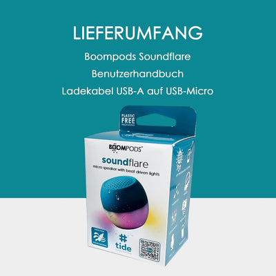 Boompods Soundflare - Nachhaltiger tragbarer Mini Bluetooth Lautsprecher, hergestellt aus Ozean gebu