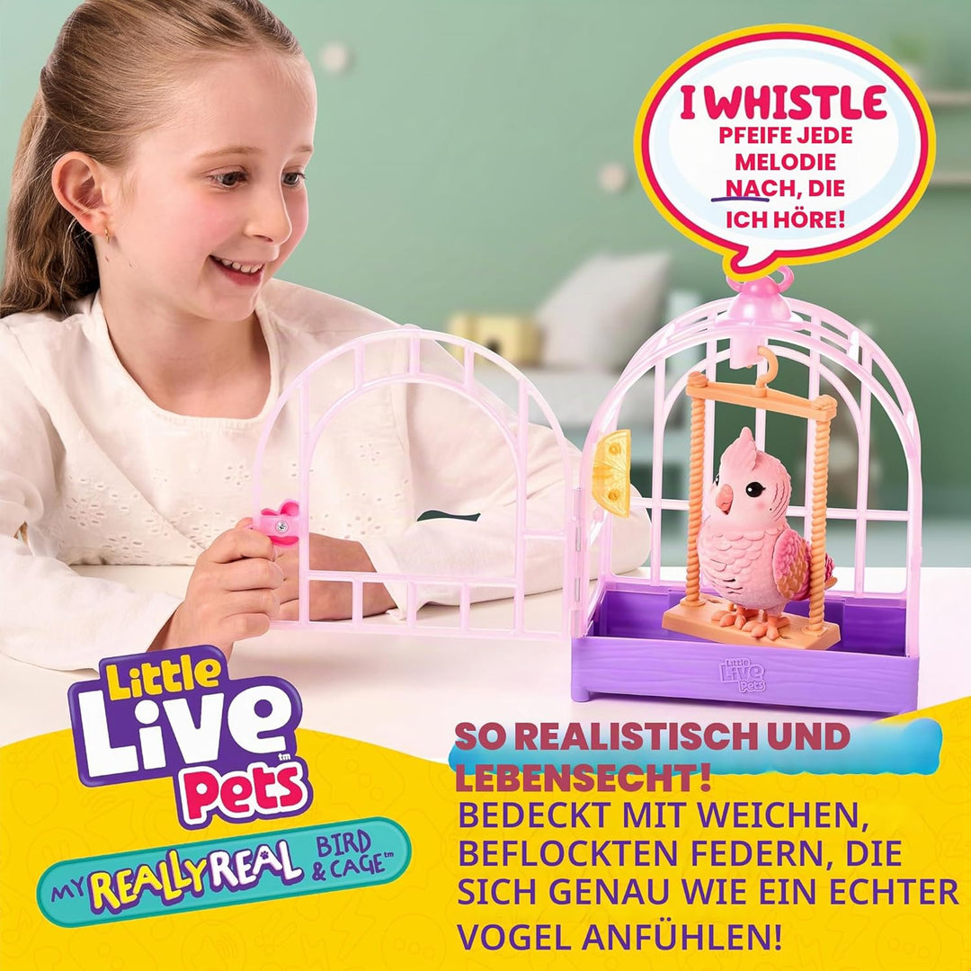 Little Live Pets My Really Real Bird & Cage – Rosie, Interaktives, realistisches Vögelchen, Über 20
