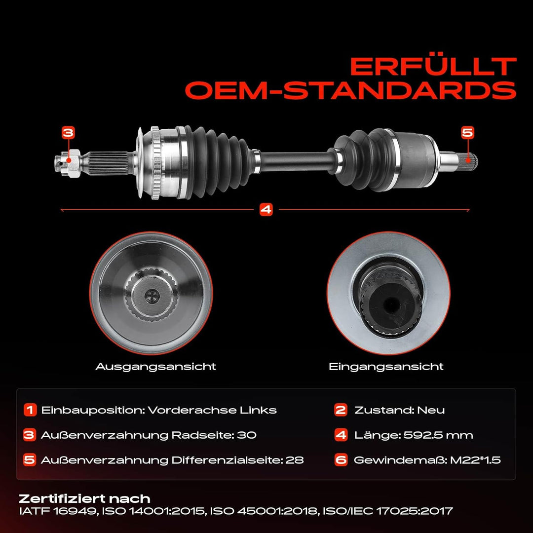 Frankberg Antriebswelle Vorne Links Kompatibel mit L200/Triton KAT KBT 2.5L 2006-2015 Replace# 3815A