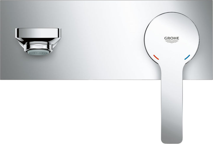 GROHE Lineare, Waschtischarmatur für die Wandmontage, wassersparend (2-Loch Wasserhahn für das Bad,