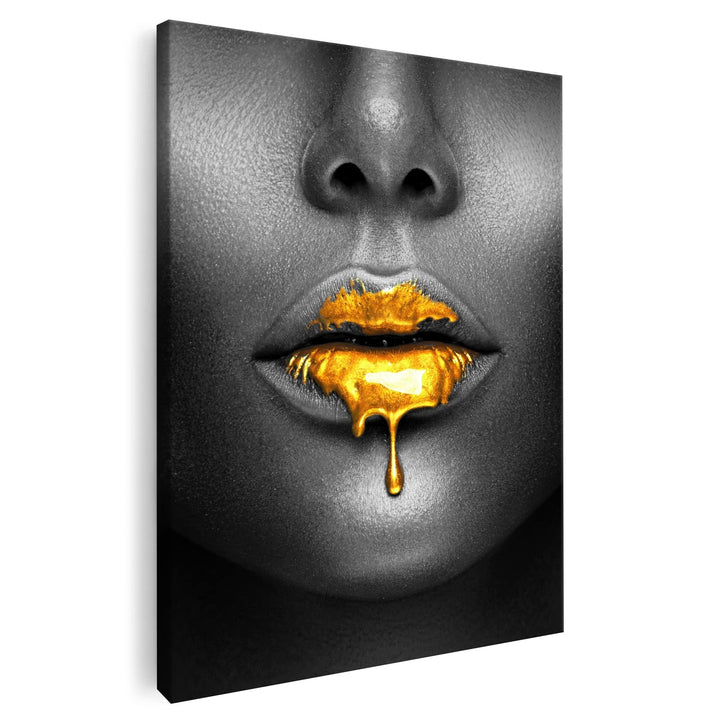 Artmazing | Goldene Lippen Bild | Poster & Kunstdrucke | Bild Hochkant | Pop Art Bilder Leinwand | S