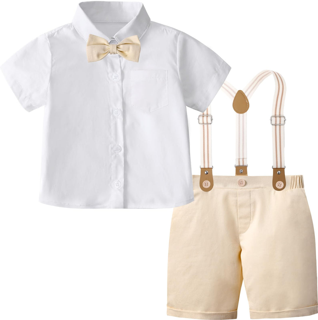 mintgreen Baby Junge Gentlaman Oufit Einstellen Kurzarm Fliege Hemden Hosenträger Hose Hochzeitsanzu