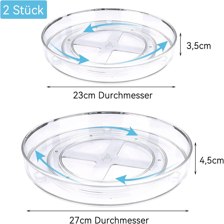 ERBO 2 Stück Drehteller Organizer, Küchen Kühlschrank Organizer, 360° Kühlschrank Drehplatte Gewürzh