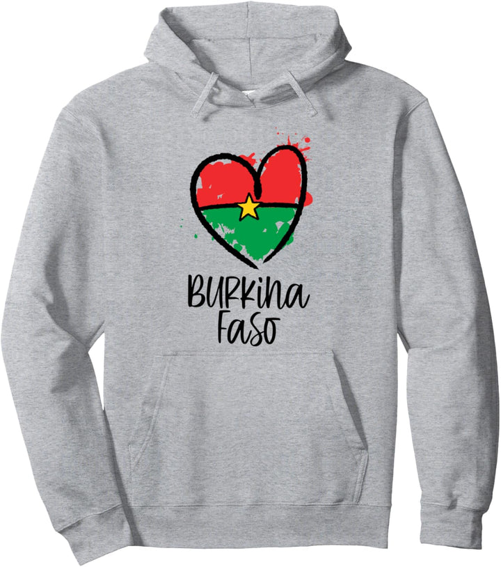 Burkina Faso Heart Flag Cute Africa Minimal Burkinese Gift Pullover Hoodie