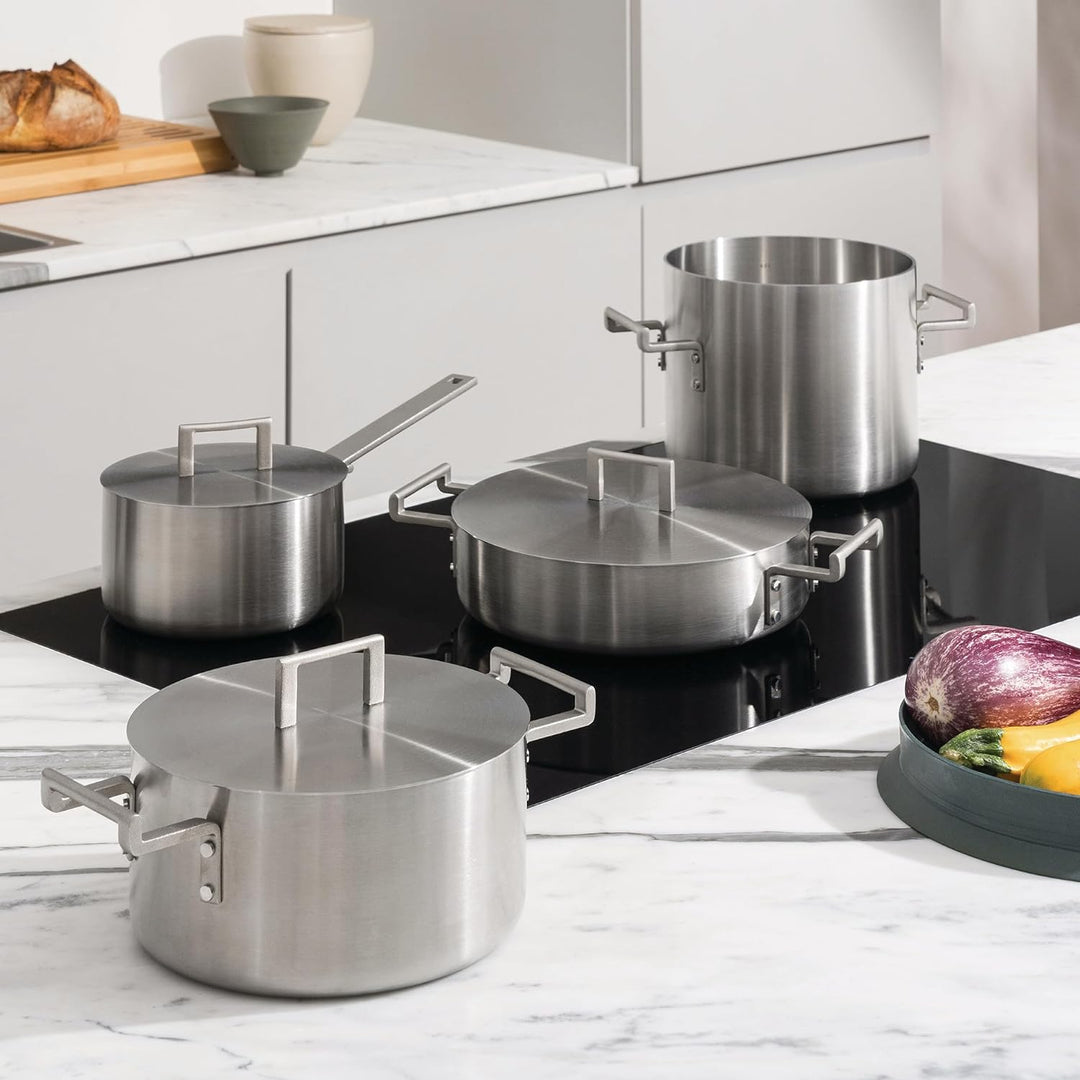 Alessi Convivio DC100S7 - Design Kochgeschirr-Set, Griffe aus Edelstahl 18/10 mit PVD-Beschichtung,