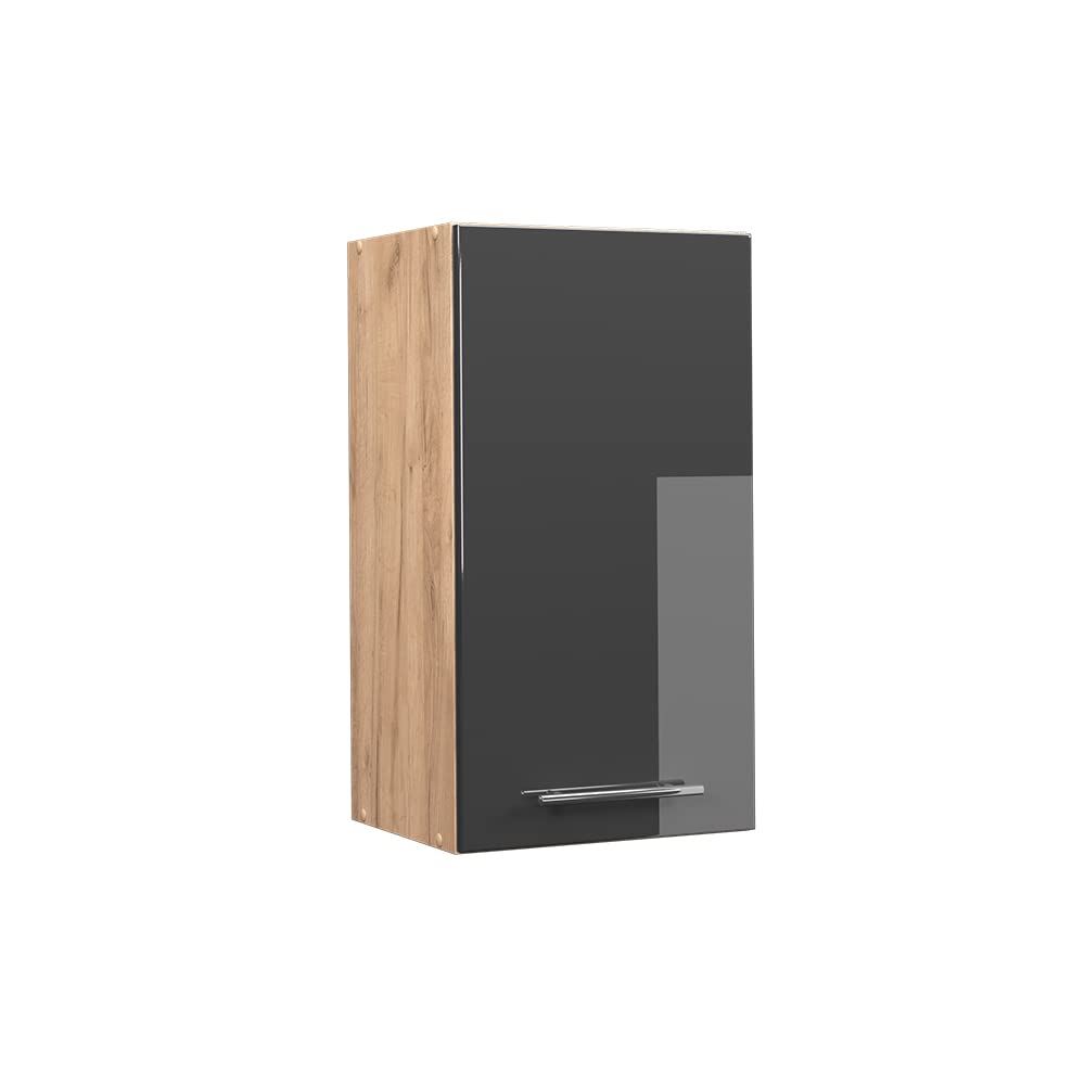 Vicco Hängeschrank Fame-Line, Anthrazit Hochglanz/Goldkraft Eiche, 40 cm Hängeschrank 40 cm Anthrazi