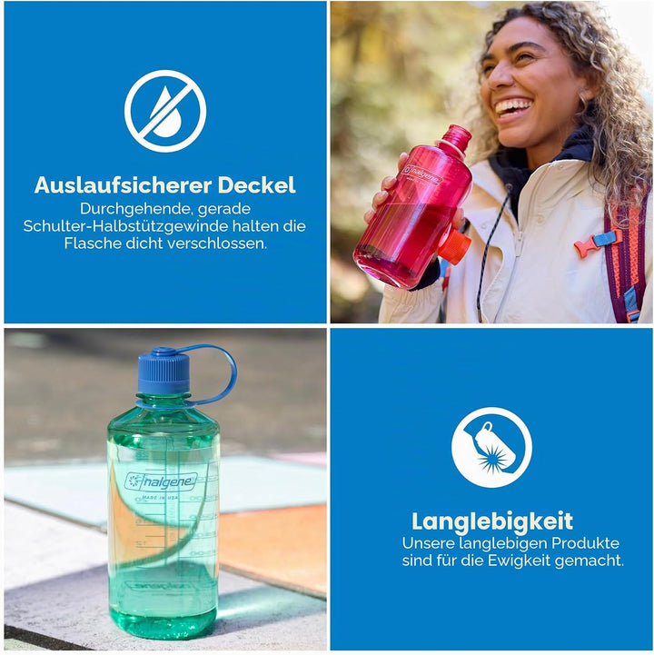 Nalgene Wasserflasche – Leichte Sustain Tritan BPA-freie, bruchsichere Flasche für Rucksackreisen, W