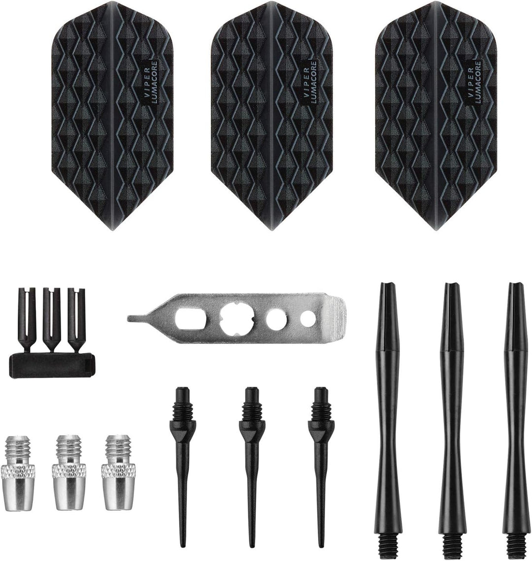 Viper Bobcat verstellbar Gewicht Soft Tip Darts mit Aufbewahrungs-/Reisetasche Schwarz beschichtetes