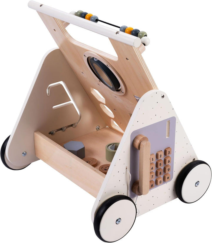 Engelhart - 640050 - Holz-Laufwagen mit vielen Aktivitäten - Motorik Lernen - Ab 12 Monaten Multifun