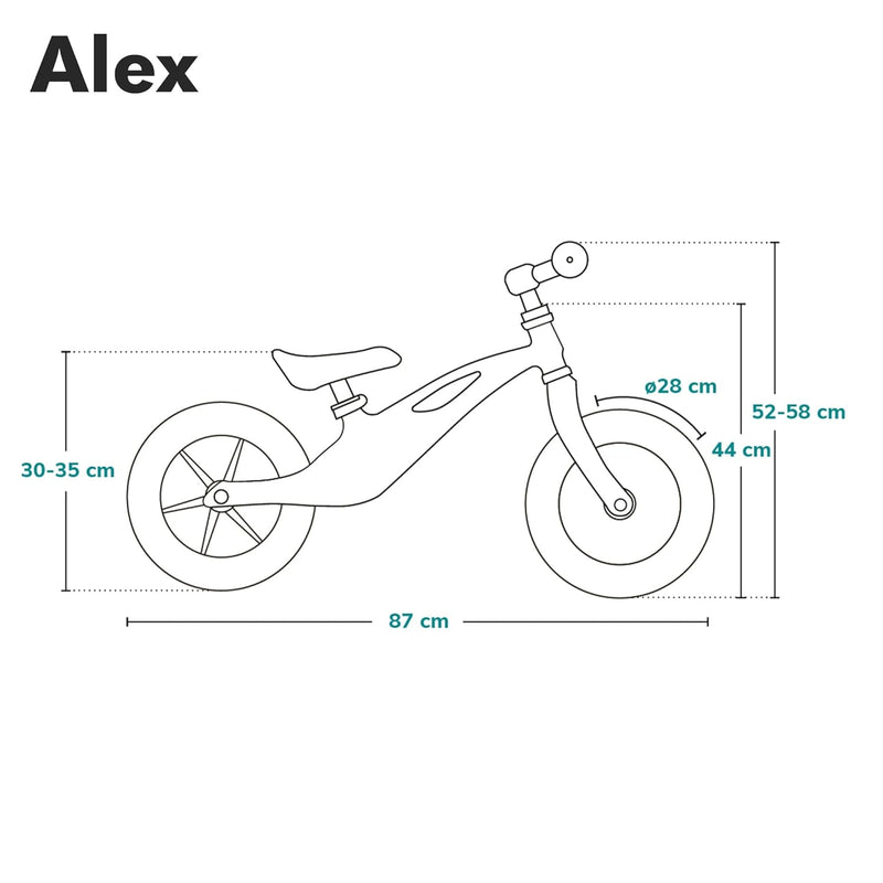 Lionelo Alex Laufrad Kinder Fahrrad bis 30 kg Sattel und Lenker einstellbar 12 Zoll Eva Schaumräder