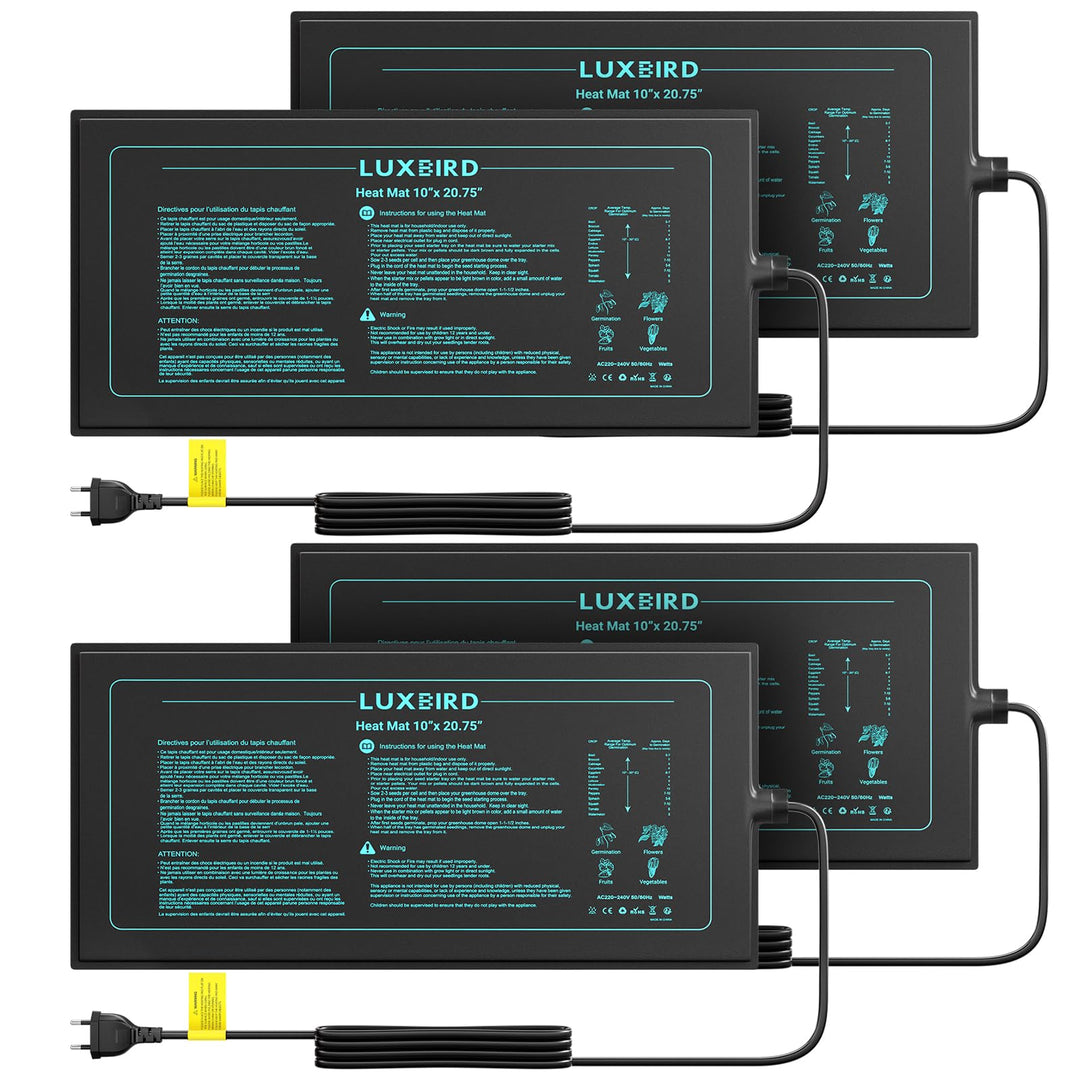 Luxbird Heizmatte Pflanzen, 4 Pack 20W Wasserdicht Wärmematte für Zimmergewächshaus, Indoor-Gärtnern