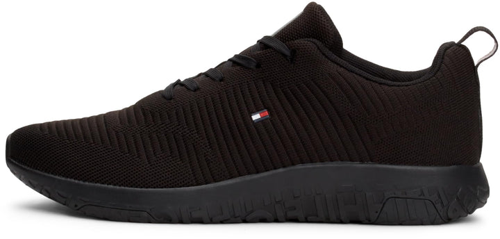 Tommy Hilfiger Herren Runner Sneaker Corporate Knit Rib Runner Sportschuhe 40 EU Schwarz, 40 EU Schw