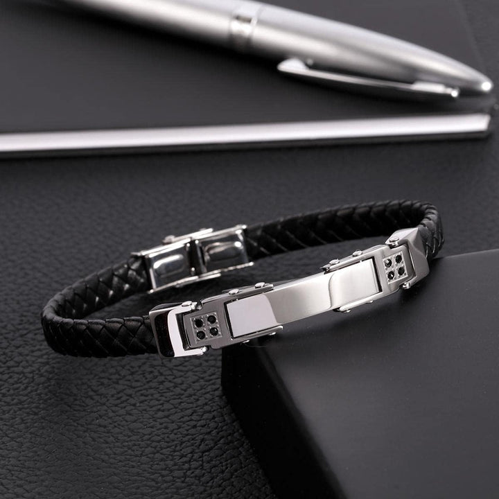 Morellato Moody Herren Armband, aus Edelstahl, Leder, Kristalle, Grau-PVD - SQH31