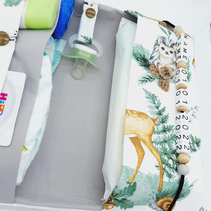Grosse Windeltasche XXL mit Name Wickeltasche Waldtiere Fuchs Reh