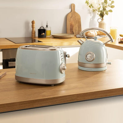 Cecotec Toast&Taste 800 Vintage Light Blue, 850 W, Doppelschlitz, extra breit, 3,8 cm, 2 Toaster, Ed