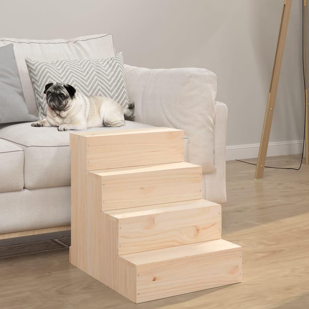 vidaXL Haustiertreppe, Hundetreppe mit Holzrahmen, Katzentreppe mit 3 Stufen, Aufstiegshilfe Treppe